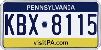 PA license plate KBX8115