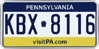 PA license plate KBX8116