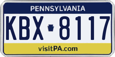 PA license plate KBX8117