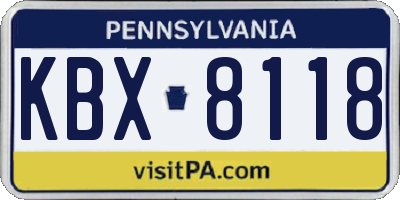 PA license plate KBX8118