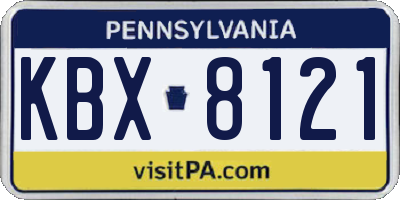 PA license plate KBX8121