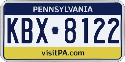 PA license plate KBX8122