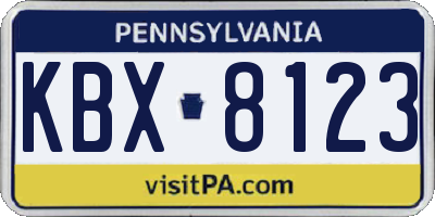 PA license plate KBX8123