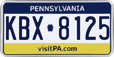 PA license plate KBX8125