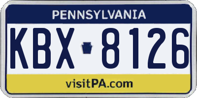PA license plate KBX8126