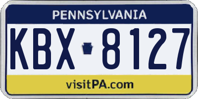 PA license plate KBX8127