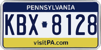 PA license plate KBX8128