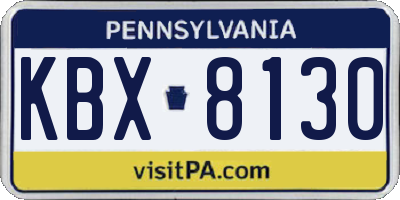 PA license plate KBX8130