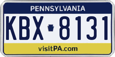 PA license plate KBX8131
