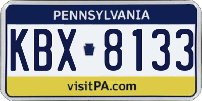 PA license plate KBX8133
