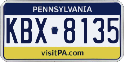 PA license plate KBX8135