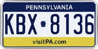 PA license plate KBX8136
