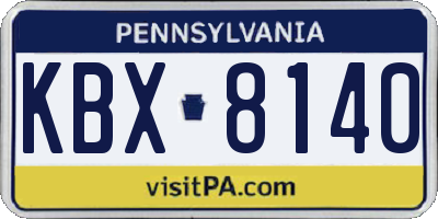 PA license plate KBX8140