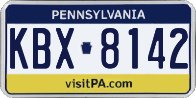 PA license plate KBX8142