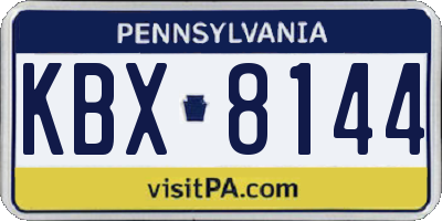 PA license plate KBX8144