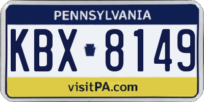 PA license plate KBX8149