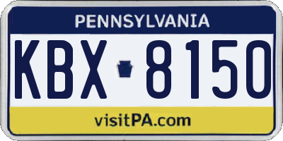 PA license plate KBX8150