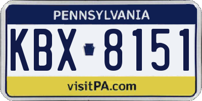 PA license plate KBX8151