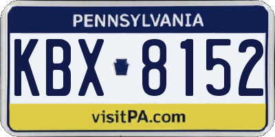 PA license plate KBX8152