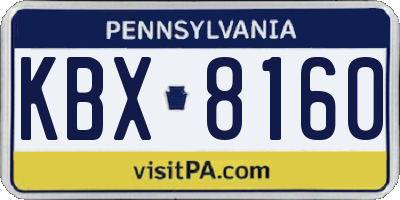 PA license plate KBX8160