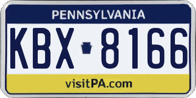 PA license plate KBX8166