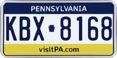 PA license plate KBX8168