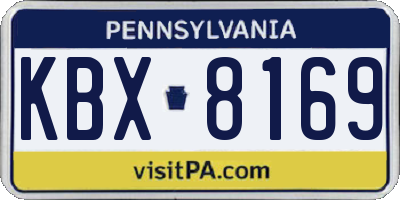 PA license plate KBX8169