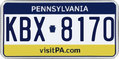 PA license plate KBX8170
