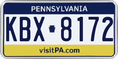 PA license plate KBX8172