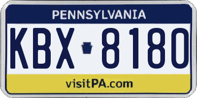 PA license plate KBX8180