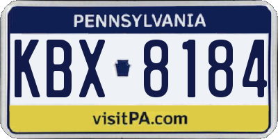 PA license plate KBX8184