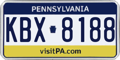 PA license plate KBX8188