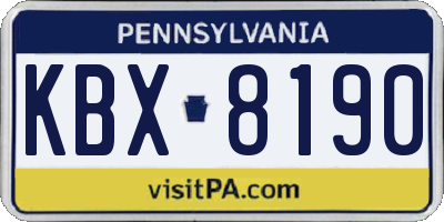 PA license plate KBX8190