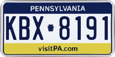 PA license plate KBX8191