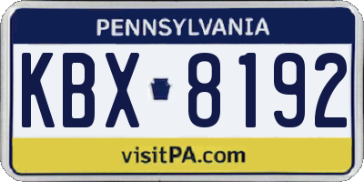 PA license plate KBX8192
