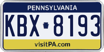 PA license plate KBX8193