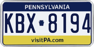 PA license plate KBX8194