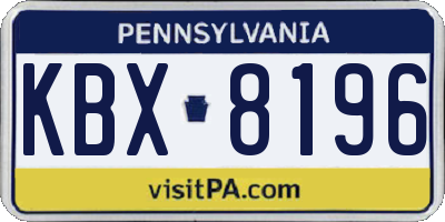 PA license plate KBX8196