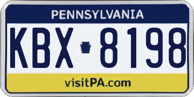 PA license plate KBX8198