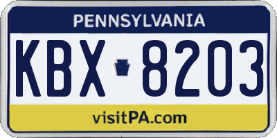PA license plate KBX8203