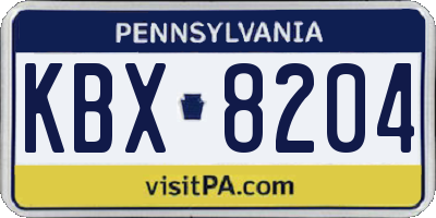 PA license plate KBX8204