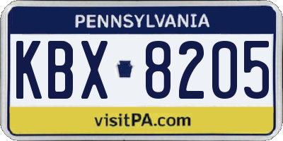 PA license plate KBX8205