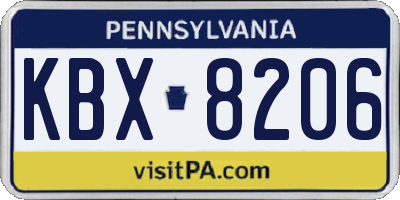 PA license plate KBX8206