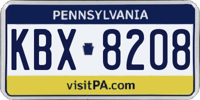 PA license plate KBX8208