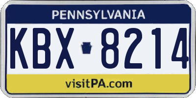 PA license plate KBX8214
