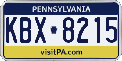 PA license plate KBX8215