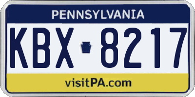 PA license plate KBX8217