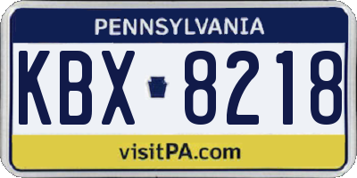 PA license plate KBX8218