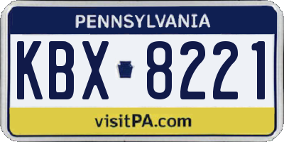 PA license plate KBX8221