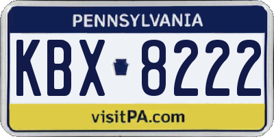 PA license plate KBX8222